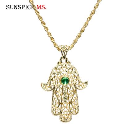 Gold Color Morocco Long Metal Pendant Necklace for Women Arabic Ethnic Wedding Jewelry Religion Bijoux