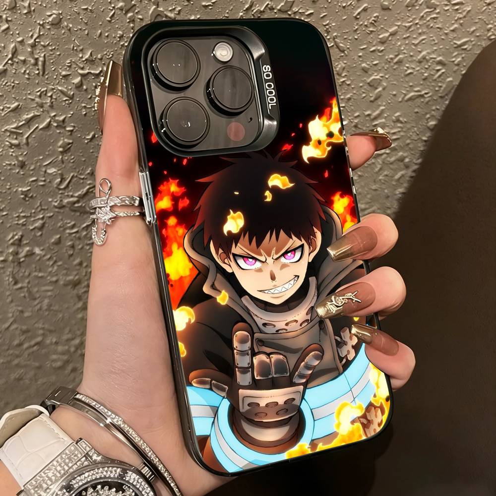 S-Shinra Kusakabe F-Fire F-Force Phone Case For iPhone17,16,15,14,13,12,11Plus,Pro Max,XS,Colorful Silver Phone case Funda Cover iPhone12Pro