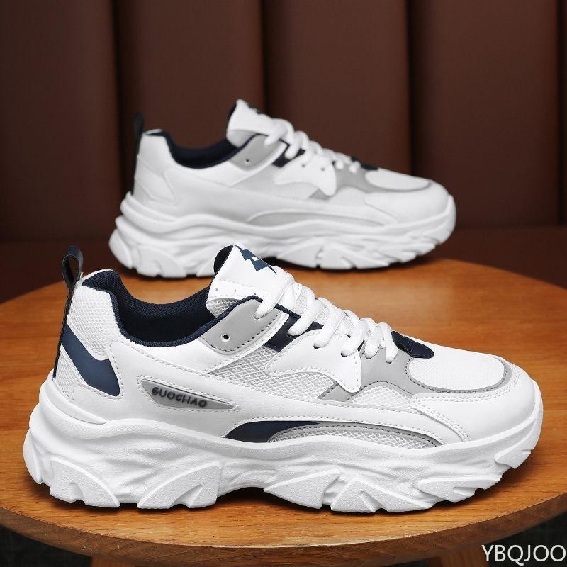 Men's Mesh Breathable Casual Thick soled shoes Fashionable versatile Lace Up Platform Sneakers Comfortable Running Shoes