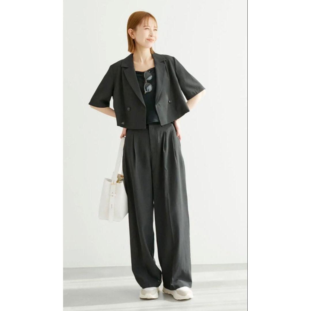 [Unused] Rope Picnic Linen Sheer Cropped Jacket Pants Setup
