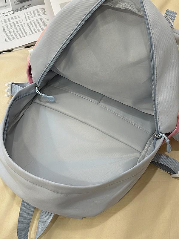 Women's Color Block College-Style Backpack with Ballet Ruffle Lace Design