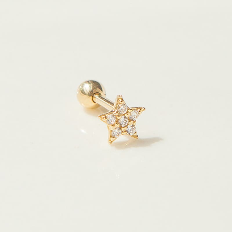 LUNNE 14k Pressed Star Cubic Piercing (14k Gold) (Bar Thickness 1mm) S05