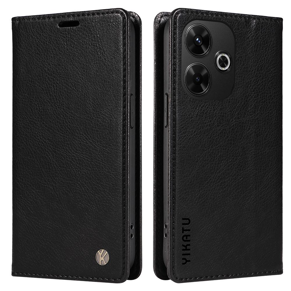 

For Xiaomi Redmi 13 5G/13 4G Phone Stand Case Litchi Texture Leather Phone Cover Wallet Black
