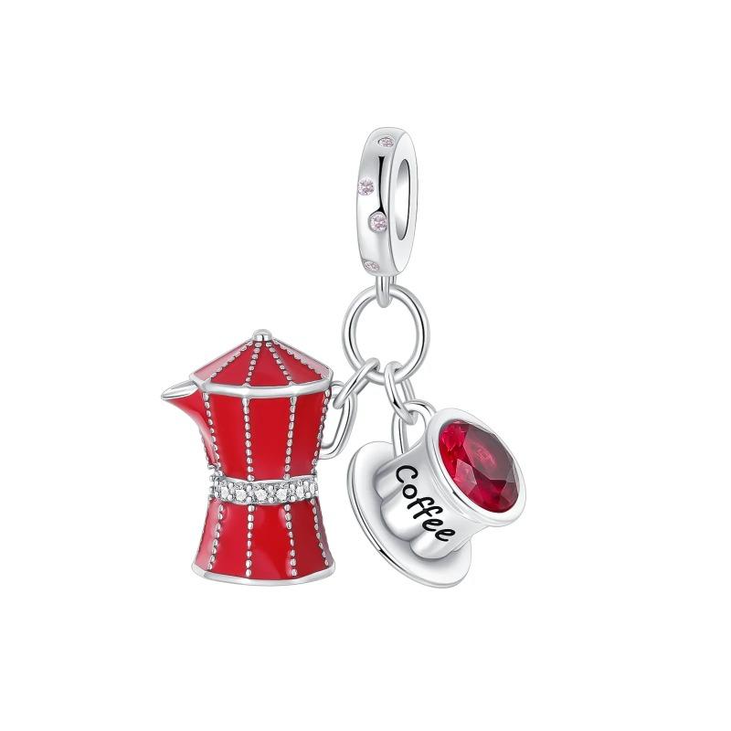 925 Silver Coffee Cup Charm Bead for DIY Bracelets Necklaces Pendants Handmade Jewelry Gift for Women Men