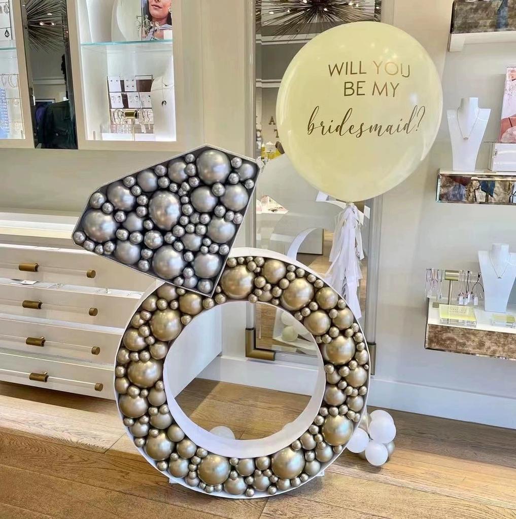 1 Stück 94cm/37inch Diamant Festzeltrahmen KT Platte Diamant Hochzeitsdekoration Party Dekorativ für Party Jubiläumsdekoration Ohne Ballon