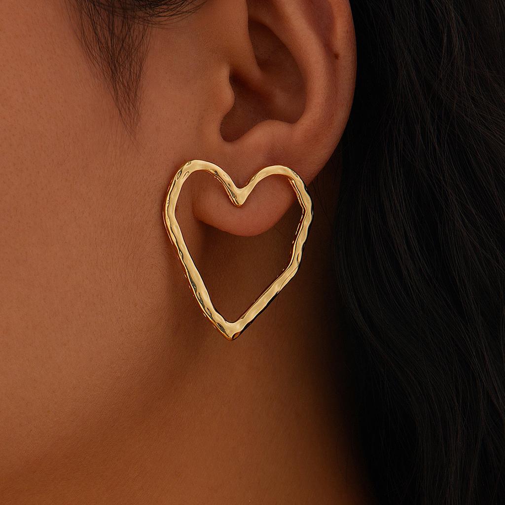 Accessories, Personalized Pleated Hollow Peach Heart Earrings, Various Combinations of Sunflower Alloy Earrings