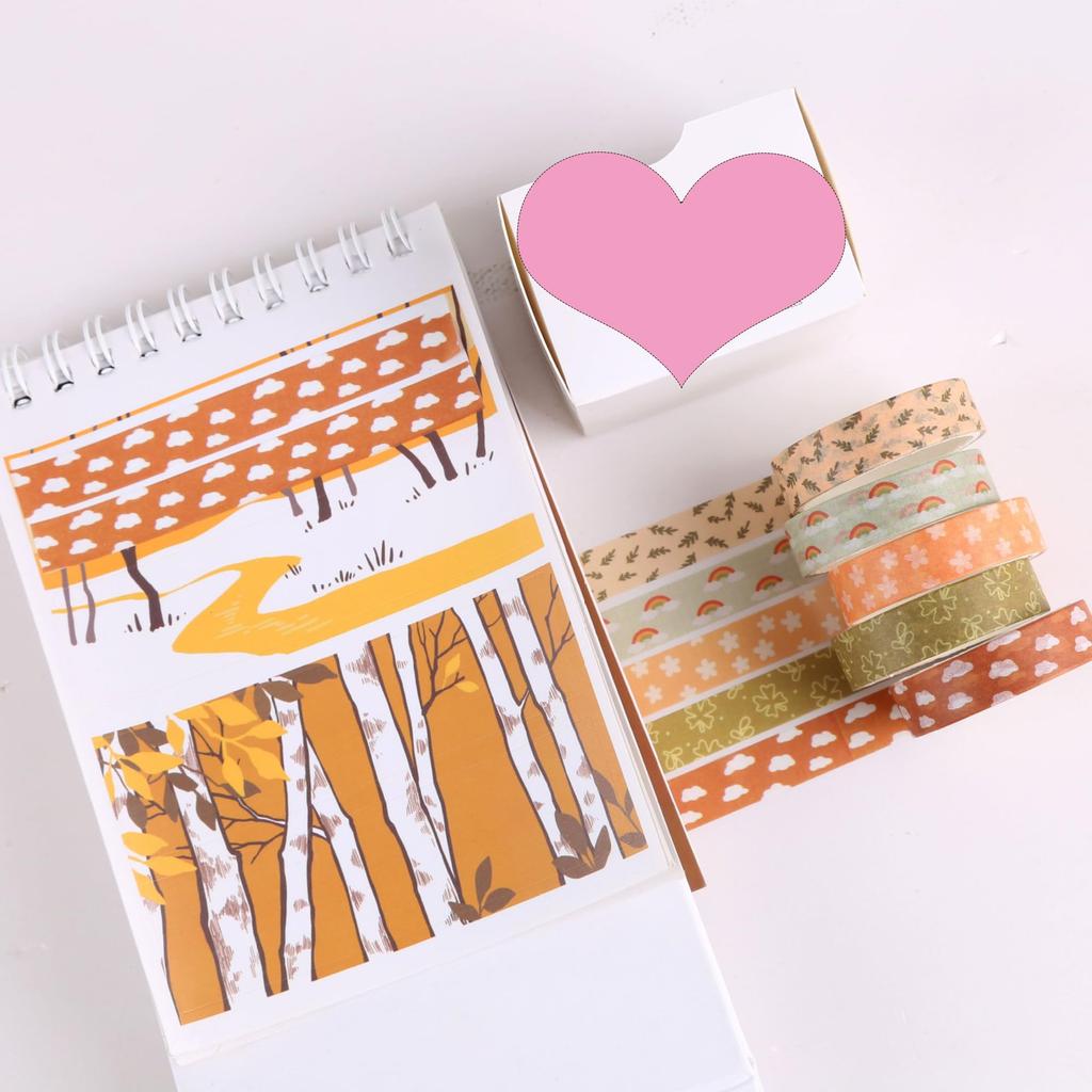 QEZEZA Cute Masking Set of Washi Tape for Masking DIY Bullet Journal and Gift Wrapping Tape, 5, Crafts, Supplies, Planners, Scrapbooks, Cards, (H)