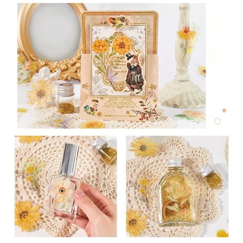 40pcs/bag Vintage Gilding Green Leaf Flower Notebook Decorative Stickers DIY Decorative Stickers for Scrapbooking Label Diary