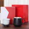 Handmade Gilt Silver Creative Ceramic Mug Gift Box Set 999Silver-plated Office Cup with Lid, Tea-water Separation Brewing Cup