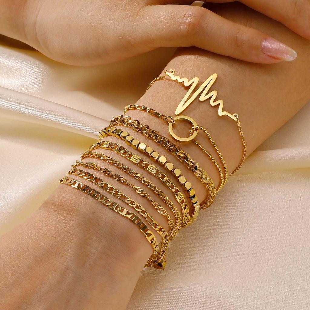 Dainty Link Chain Bracelets for Women Stainless Steel Stacked Bracelet Round Ring Bead Chain Bracelet Jewelry Christmas Gift