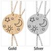 Men Women Inlaid Rhinestone BFF Pendant Best Friend Friendship Necklace Sun Moon Cloud Star