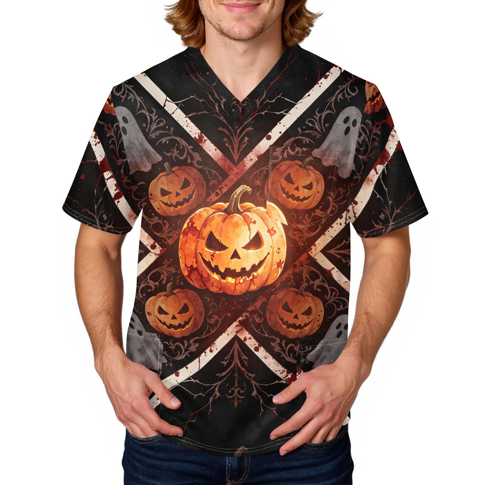 Men s Halloween Printed Short Sleeve for Costume L