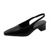 Fashion Designer Summer New Women Sandal Fashion Pointed Toe Shallow Slip On Ladies Elegant Slingback Shoes Thin Med Heel Dress Mules