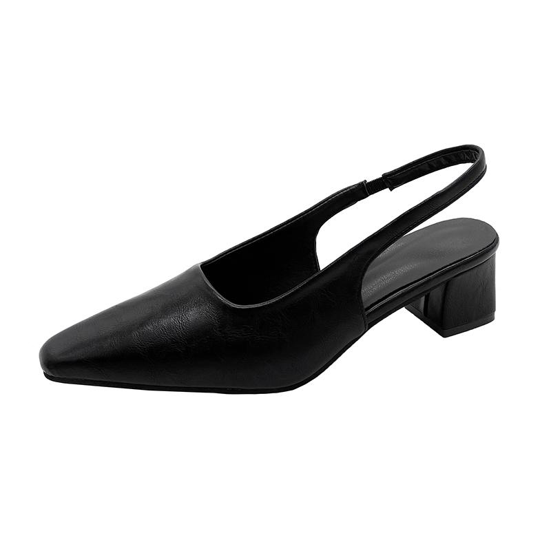 Fashion Designer Summer New Women Sandal Fashion Pointed Toe Shallow Slip on Ladies Elegant Slingback Shoes Thin Med Heel Dress Mules