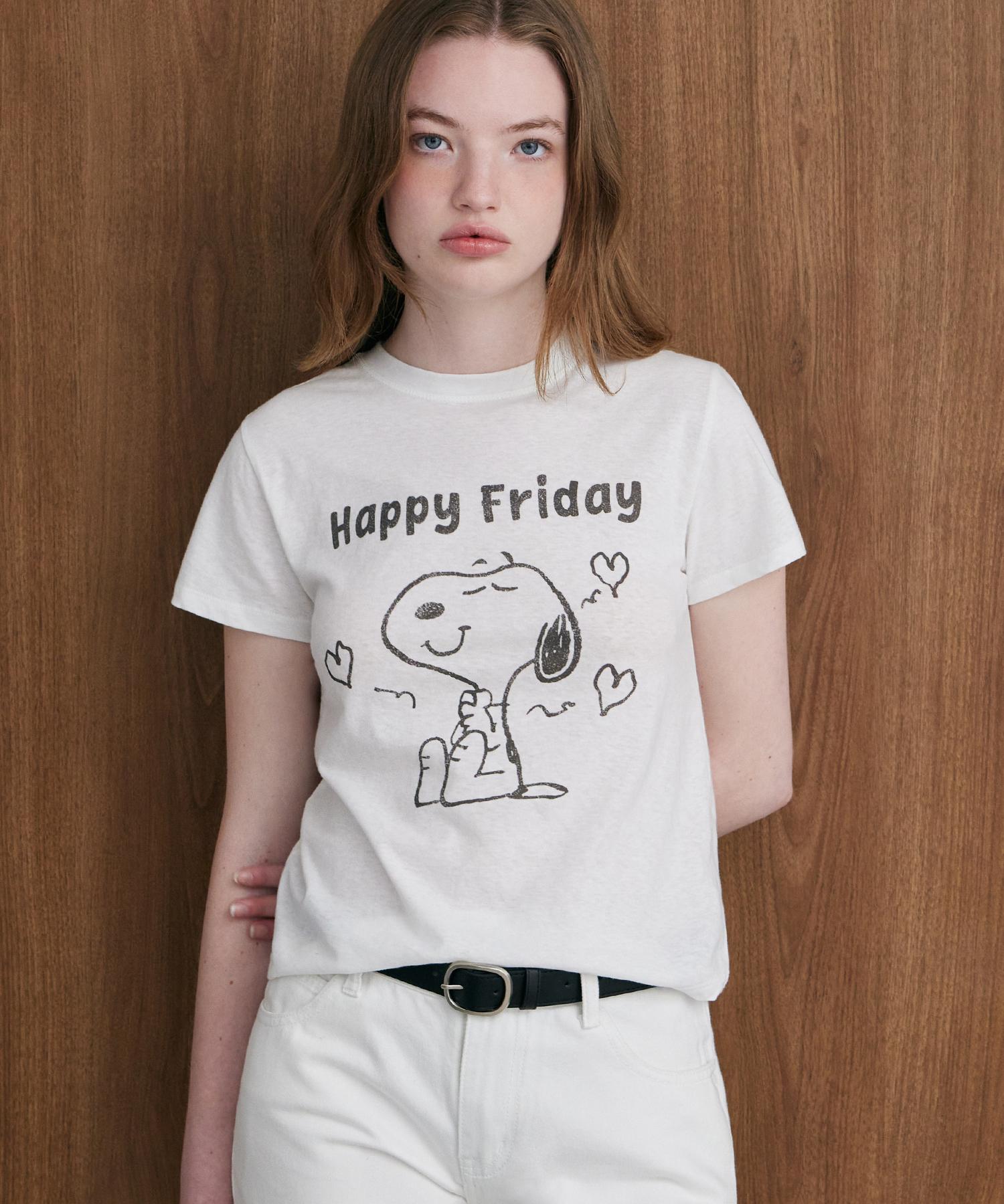 Женская футболка Snoopy  Happy Friday  (слоновая кость) Ivory/S