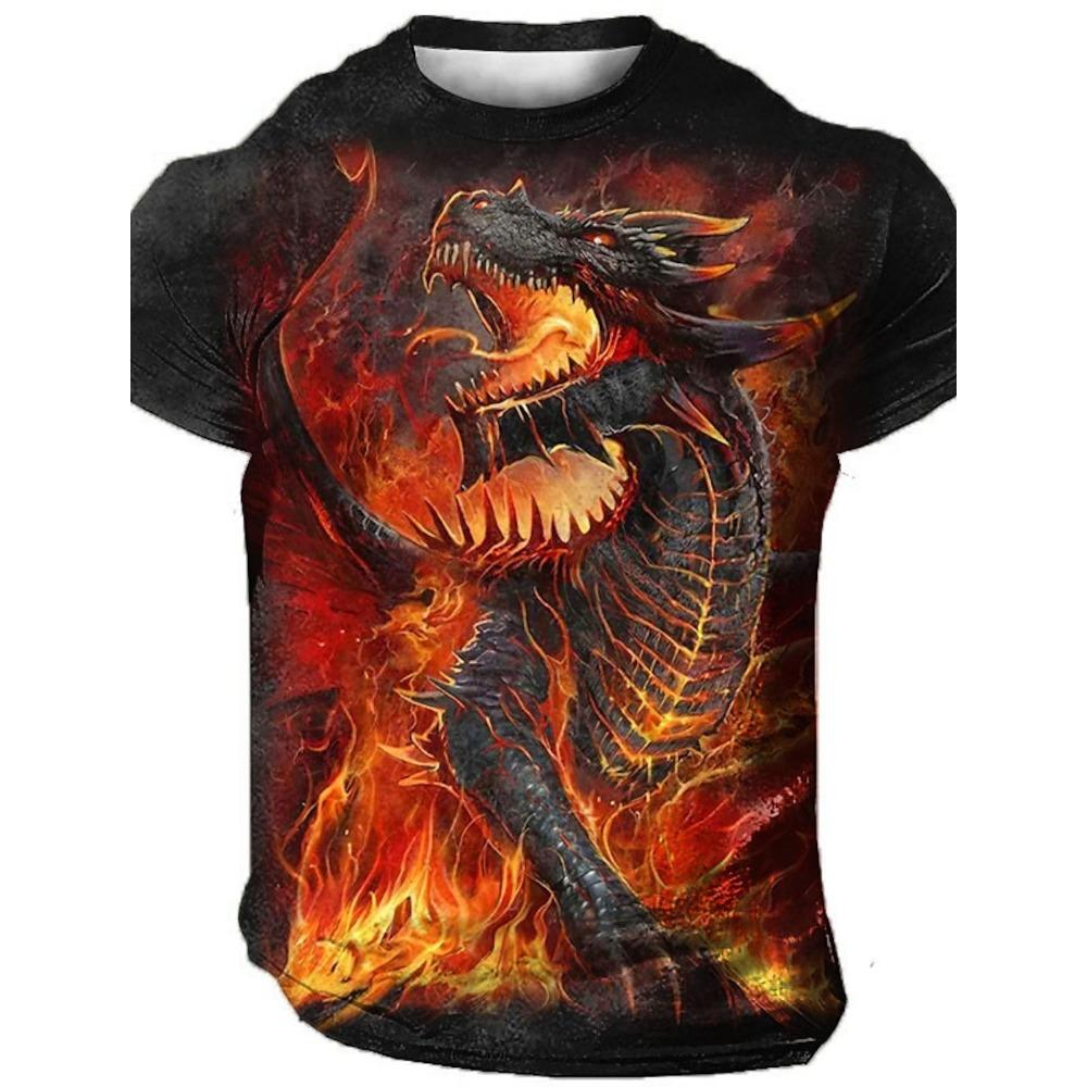 Summer Men's Vintage T Shirt 3d Print Oversized Retro Dragon Graphics Street Short Sleeve Men Clothing Fashion T-shirts Tee Tops
