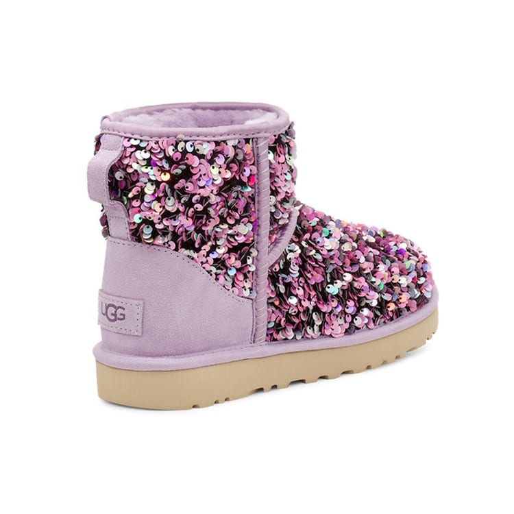 UGG Classic Mini Stellar Sequin Snow Boots Purple Women's 1112515-LFST