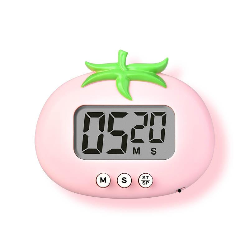 Digital Timer Clock with Backing Pocket Size Tomato Digital Timer for Kitchen Cooking Exercise and Study Magnetic Oven Timer розовый