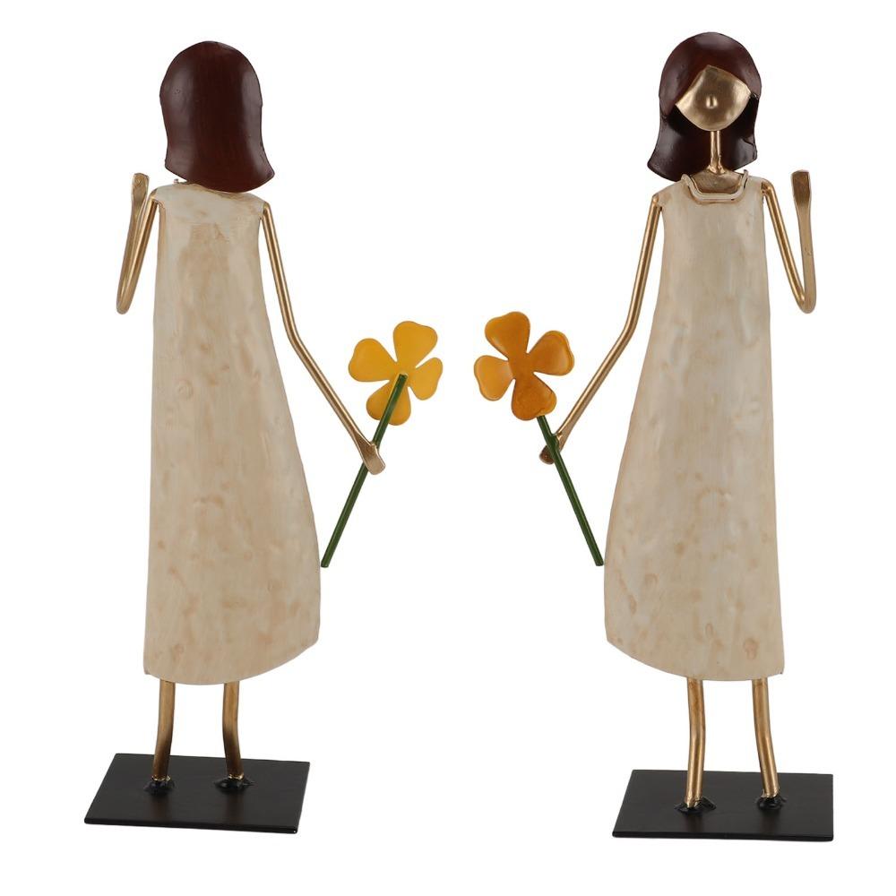Vintage Iron Art Figurine Iron Desk Ornament Decor Statues Standing People Figurine Office Desk