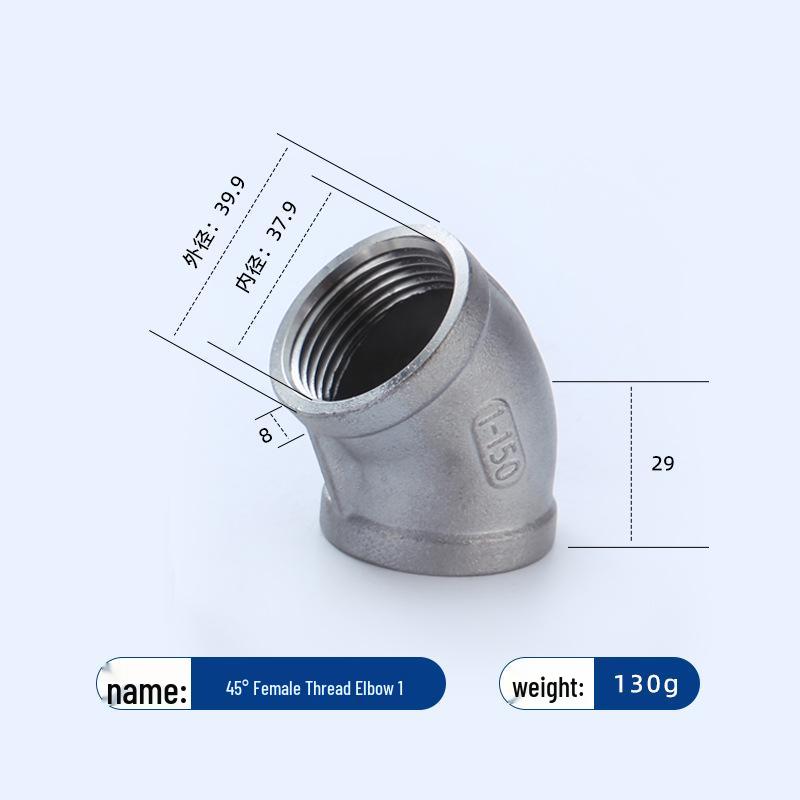 45° Female Thread Elbow, 304 Stainless Steel, Water/Gas Pipe Fitting