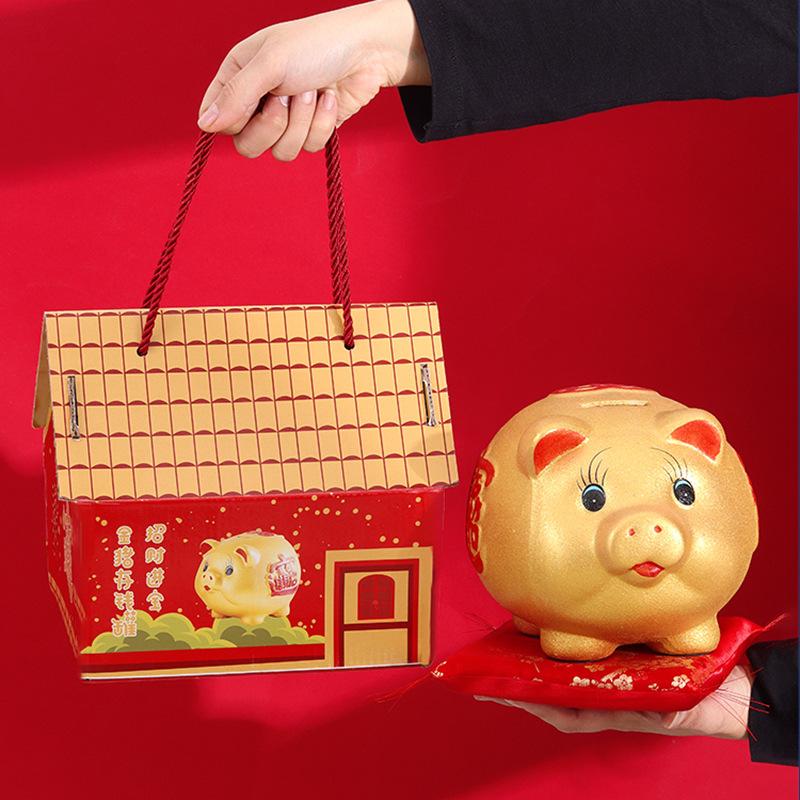 Goldenes Schwein Sparschwein Kinder und Männer Können Nur In Und Aus Dem Sparschwein Ein- Und Ausgehen Kann Im Sparschwein Aufbewahrt Werden Wohnzimmer Schreibtisch Eingang