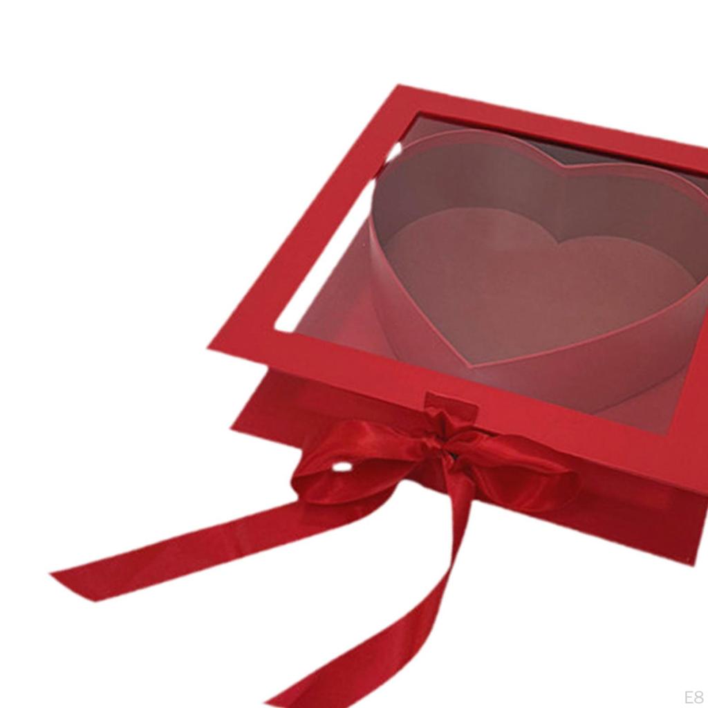Boutique Valentine's Heart Flower Box Clear Top Creative Elegant Romantic Fillable Packaging for