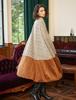 BEAUTELICATE Long Wool Blend Cape Poncho Outerwear for Check Size M Women's Coat, Cape, Cloak, Warmth, Elegant, Pocketless, Pattern, Autumn/Winter,