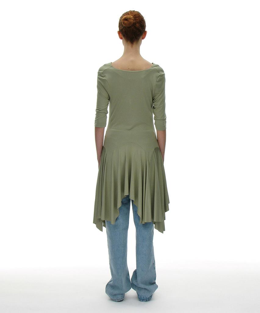 Partimento Woman Cowl Neck Asymmetrical Jersey Dress_Light Green