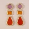 Women Exaggerated Color Contrast Water Drop Long Dangle Earrings Retro Minimalist Geometric Clear Resin Ear Jewelry
