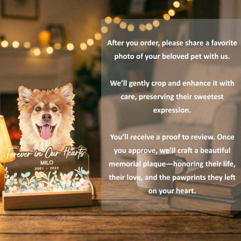Personalized Pet Image Luminous Ornament Valentine Day Exclusive Gift for Cat Dog Lovers Home Desktop Decorative Light Custom
