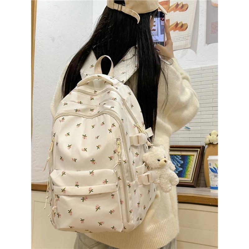 Schoolbag Schoolbag Female Ins Girl College Style Small Floral Backpack Korean Version Harajuku Printed Middle School Student Backpack Female