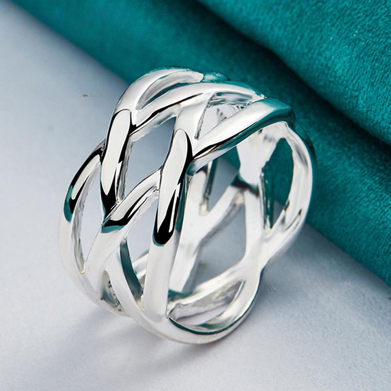 S925 Sterling Silber verschlungener Ring Retro ethnischer Stil Geeignet für den täglichen Gebrauch Valentinstags- und Muttertagsgeschenke