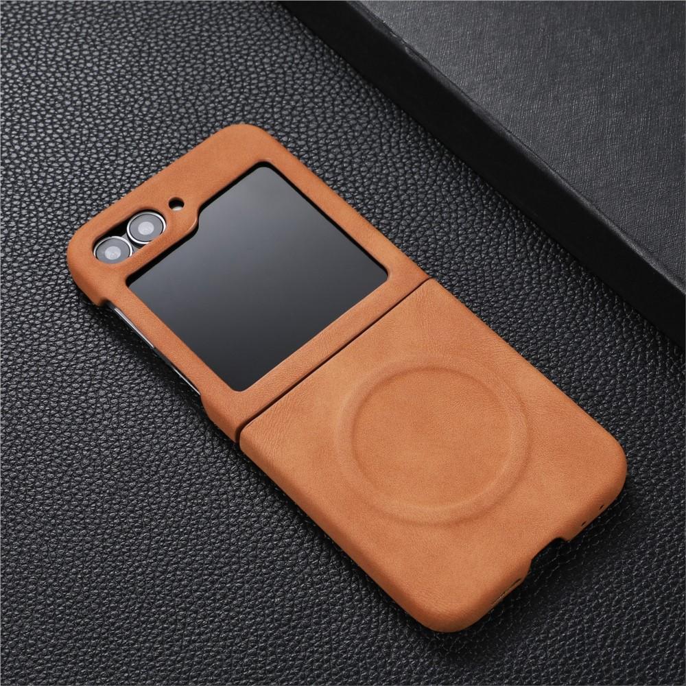 Luxury Suede Sheepskin Leather Case For Samsung Galaxy Z Flip 6 5 4 3 Magnetic For Magsafe Wireless Charging Business Soft Cover