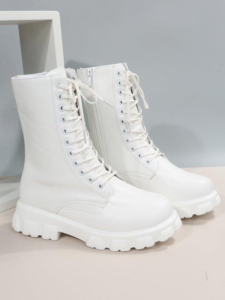 Stor Størrelse Ny Koreansk Versjon Av Martens Støvler Dame Runde Plattform Mote Støvler Motorsykkelstøvler Dame