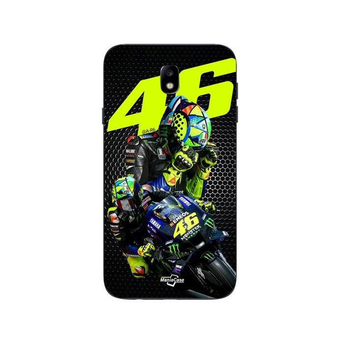 Coque de téléphone - MANIACASE - Samsung Galaxy J7 2018 - Valentino Rossi Logo - Silicone TPU - Noir