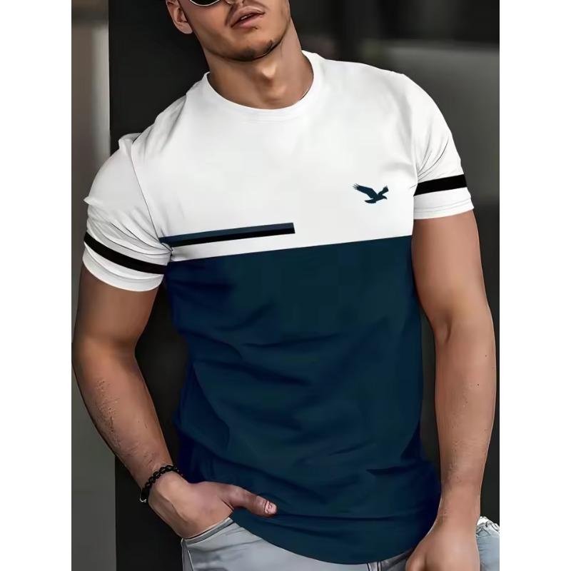 Men's Casual Sports Loose Oversized Simple Letter Pattern Printed Round Neck Short Sleeved 3D T-shirt Top