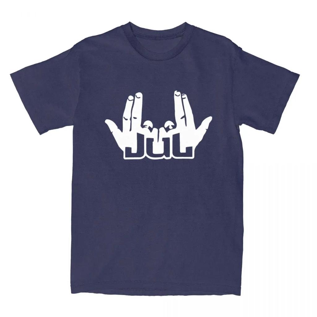 France Rapper Jul Sign T-Shirt Men Street Style Pure Cotton T shirts Summer O-Neck Harajuku Tees Oversized Casual Clothing  Tops