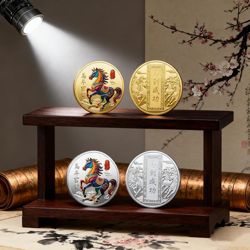1Pc 40mm Metal Collection 2026 Chinese New Year Souvenir Coins Lucky Animal Horse Collectible Coins Gold Coin Challenge Coin
