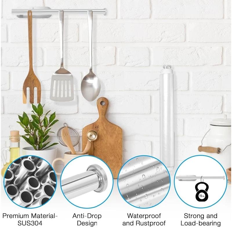 Stainless Steel Toilet Paper Holder, No Drilling Wall Mount Tissue Rack for Bathroom, Adhesive Toilet Roll Holder