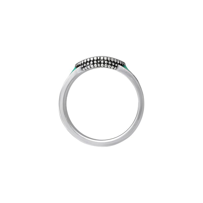 Gucci ring Double G Series Interlocking Double G Silver Jewelry Shiny 925 Silver Sapphire Green/Silver 11