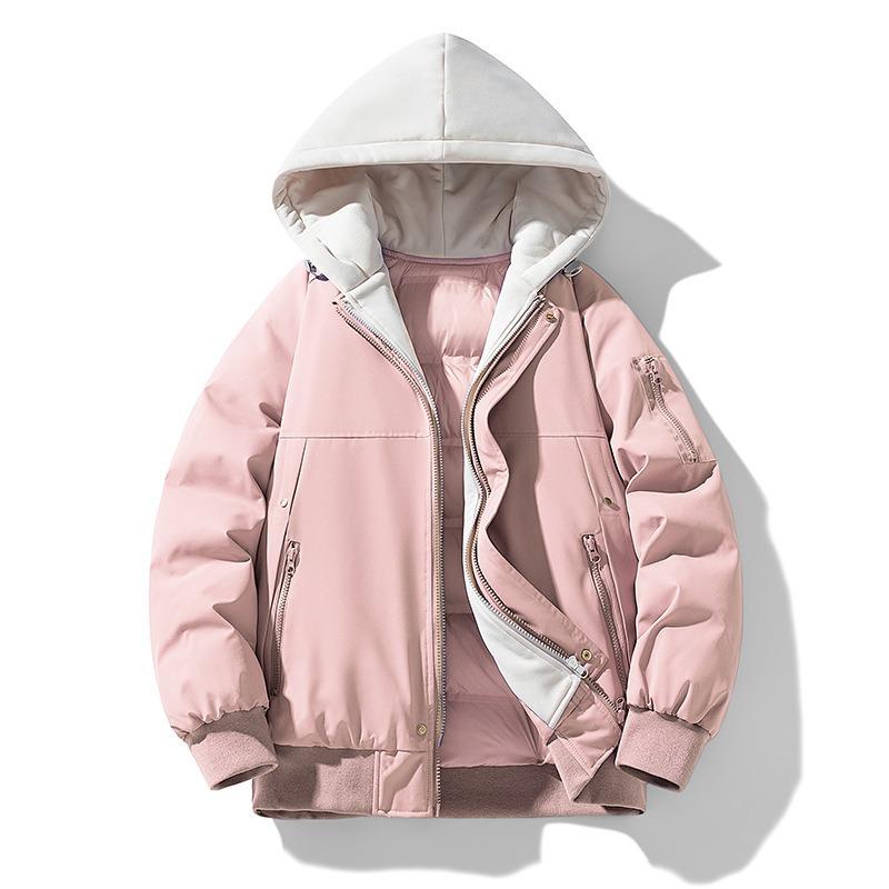 Printable OO Fake Two-piece Cotton-padded Clothes for Men and Women, Loose Cotton-padded Clothes In Winter, Couple's Hats, Removable Coats for Men