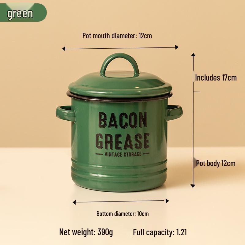 Retro Mini Enamel Stew Pot & Seasoning Jar with Lid - Double-Eared, Food Grade Storage Can