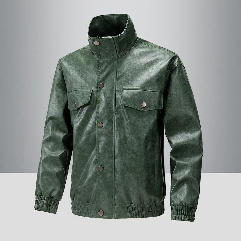 

Мужская куртка из американской искусственной кожи, весна-осень, новая байкерская куртка с воротником-стойкой, универсальная модная тонкая куртка 3XL