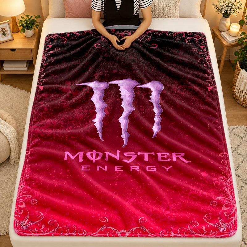 Flannel BlanketMonster Energy Warm Soft Throw Blanket for Indoor Sofa Bed Living Room Use
