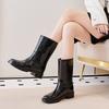 New medium tube rain shoes women's rubber shoes wear non-slip water boots thickened water shoes velvet labor insurance car wash kitchen rain boots