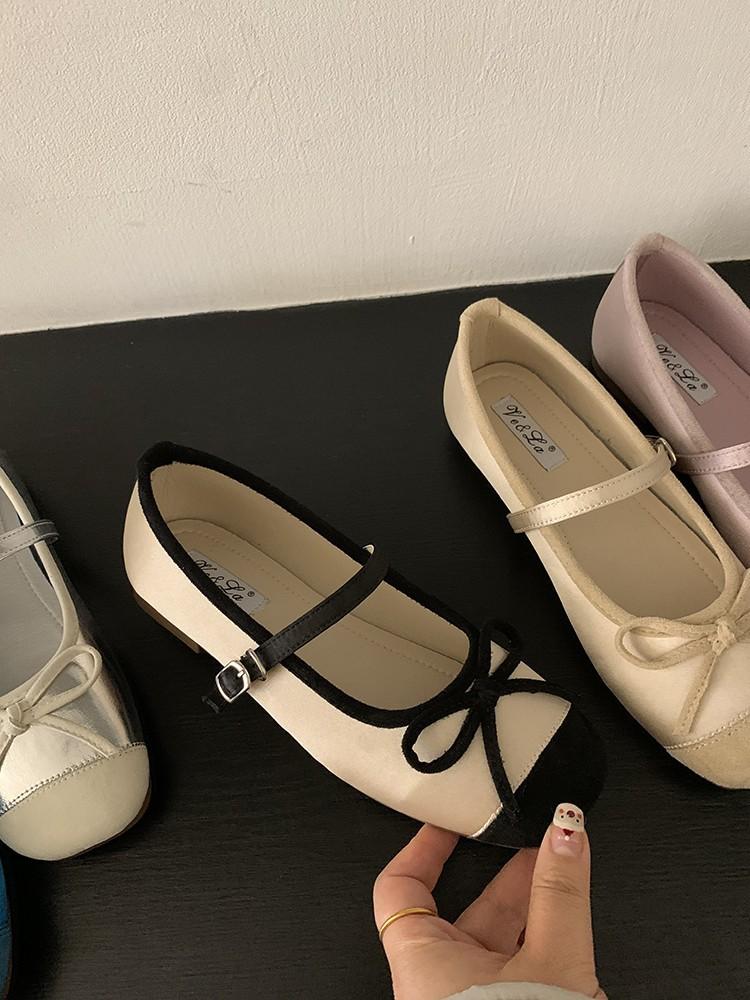 

Французский нежный бант туфли Мэри Джейн женские туфли увеличение внутренней высоты ранняя весна новые балетки с юбкой одинарные туфли 40 чёрный