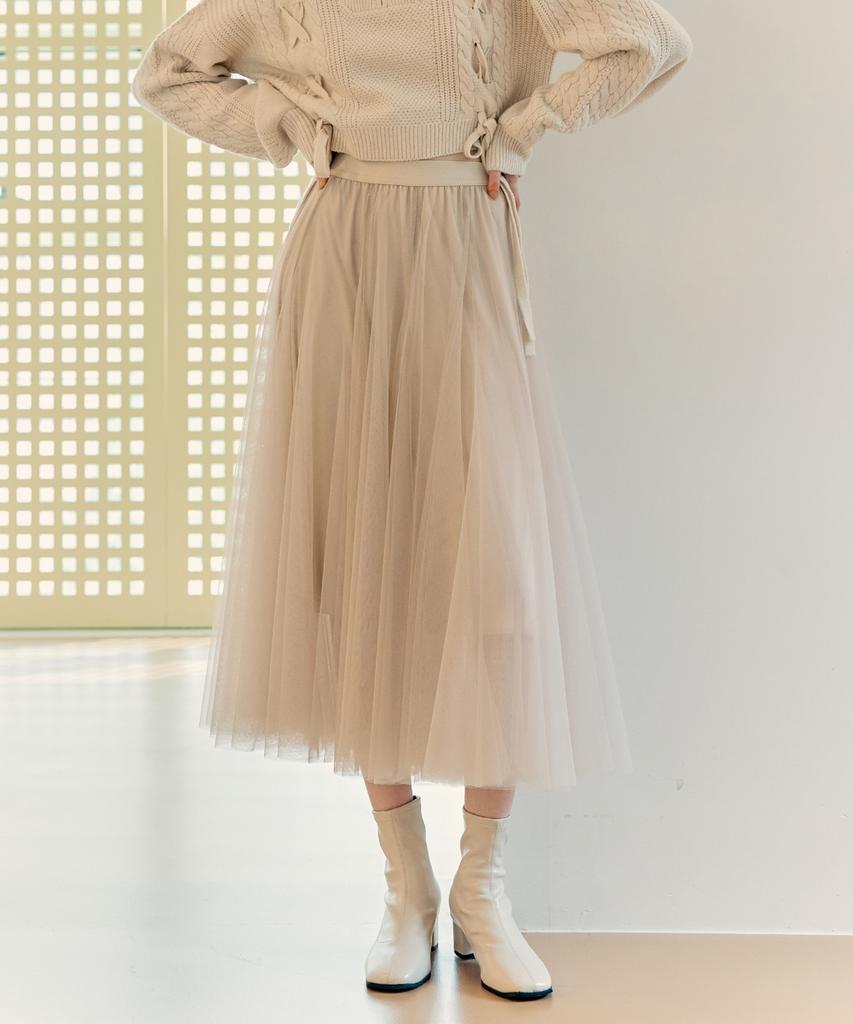 ZEROSTREET [5 Colors] Long Flare Tulle Skirt