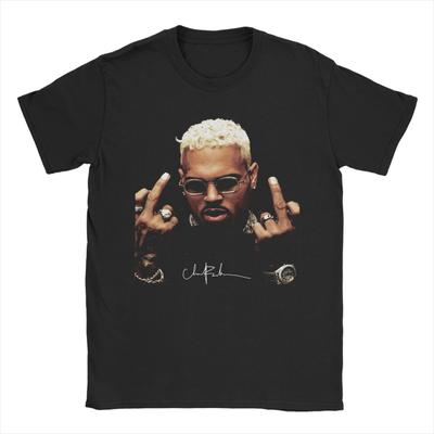Střední prst Vintage Chris Brown Trička Pánská Čistá Bavlna Vtipná Trička Kulatý Výstřih Trička Krátký Rukáv Oblečení Jedinečné