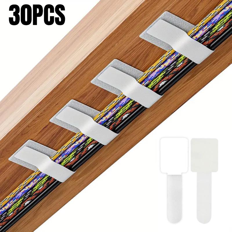 10-50pc Reusable Cable Ties Hook and Loop Cable Ties Self Adhesive Cable Organizer Table Wall Adhesive Cable Routing Holder