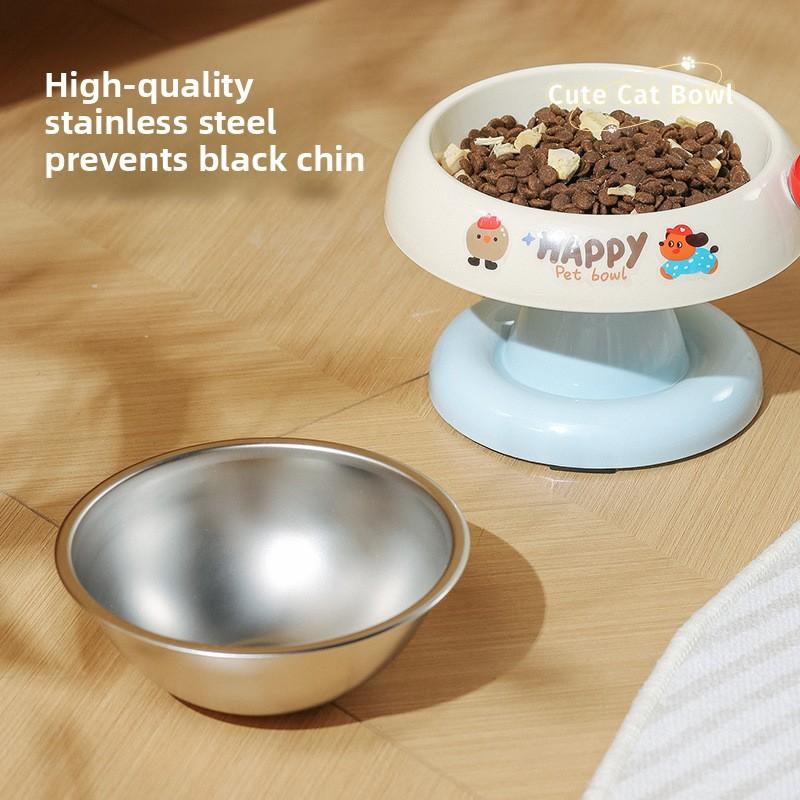 Cute Ice Cream Shape Stainless Steel Pet Bowl Tilted Raised Cat Dog Food Bowl Anti-Slip Anti-Tip Feeding Bowl
